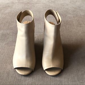 Bone white wedge bootie sandals